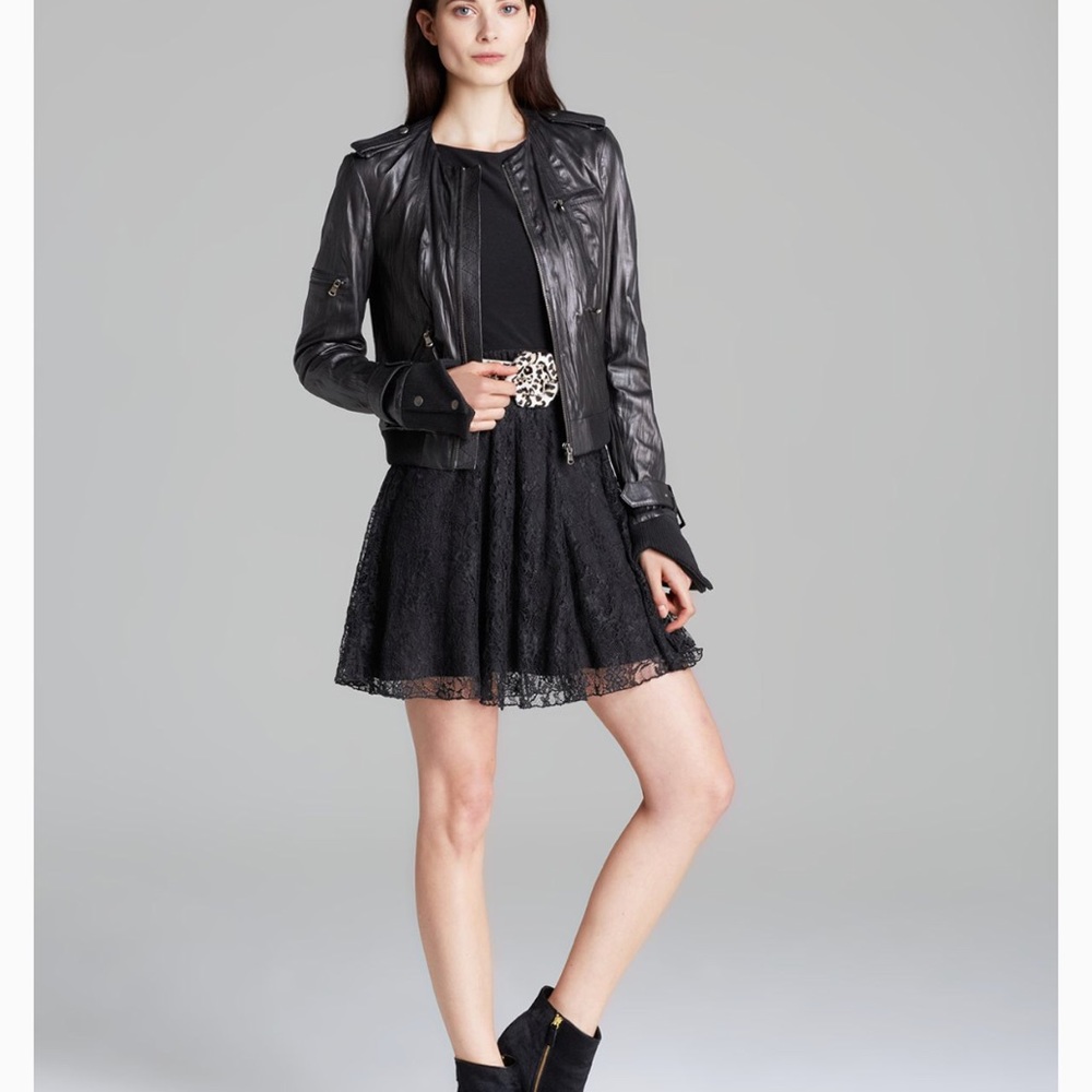 Alice + Olivia Monrow Leather & Wool Blend Jaxcket